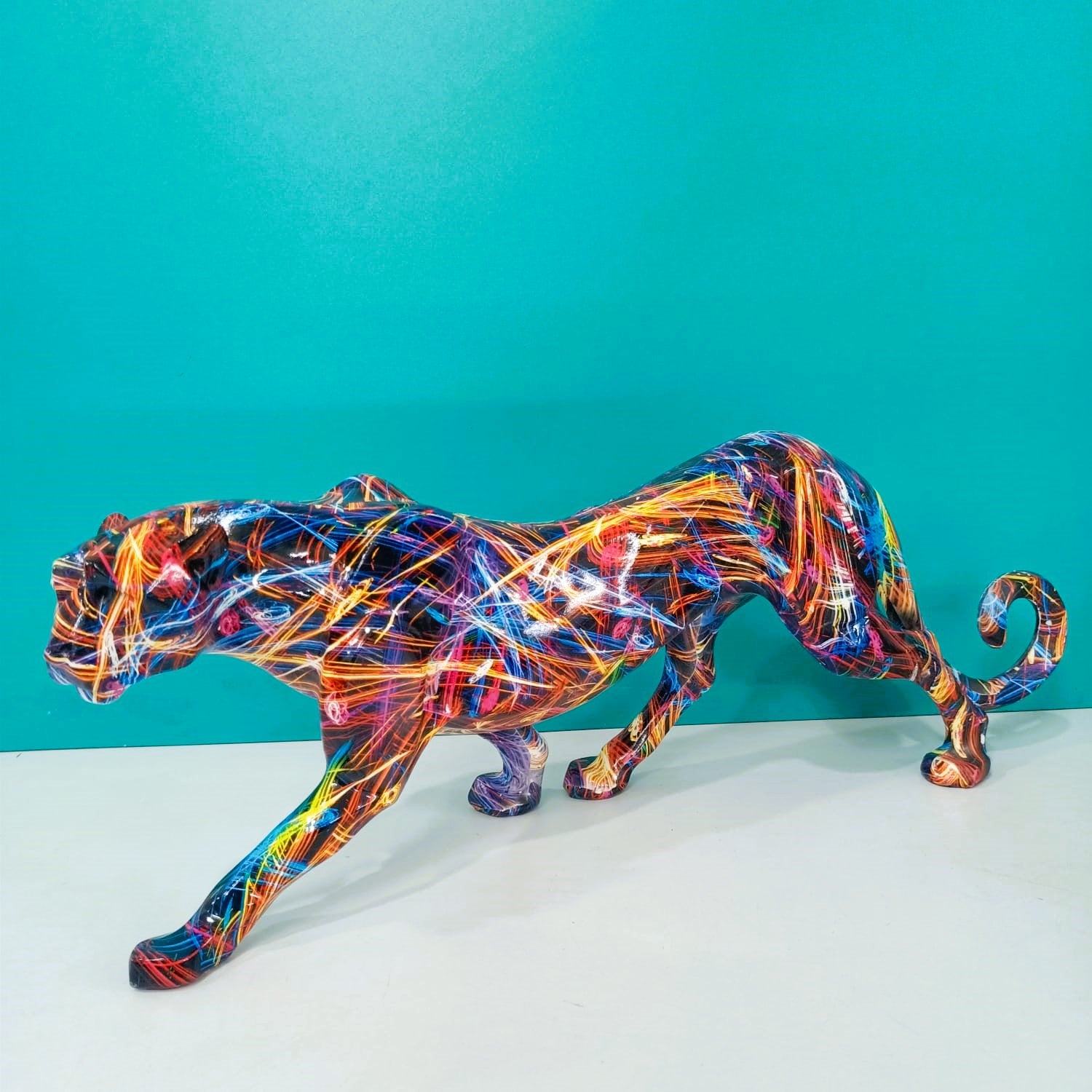 ABSTRACT GRAFFITI JAGUAR SCULPTURE