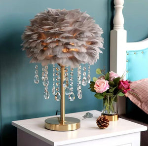 FEATHER WITH CRYSTAL TABLE LAMP