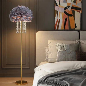 FEATHER WITH CRYSTAL FLOOR LAMP