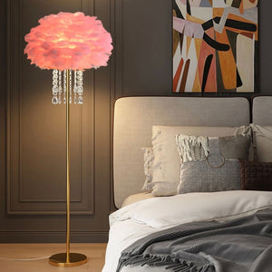 FEATHER WITH CRYSTAL FLOOR LAMP