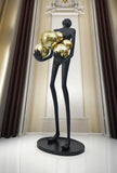 Humanoid Sculpture Floor Lamp Front - Golden Balls