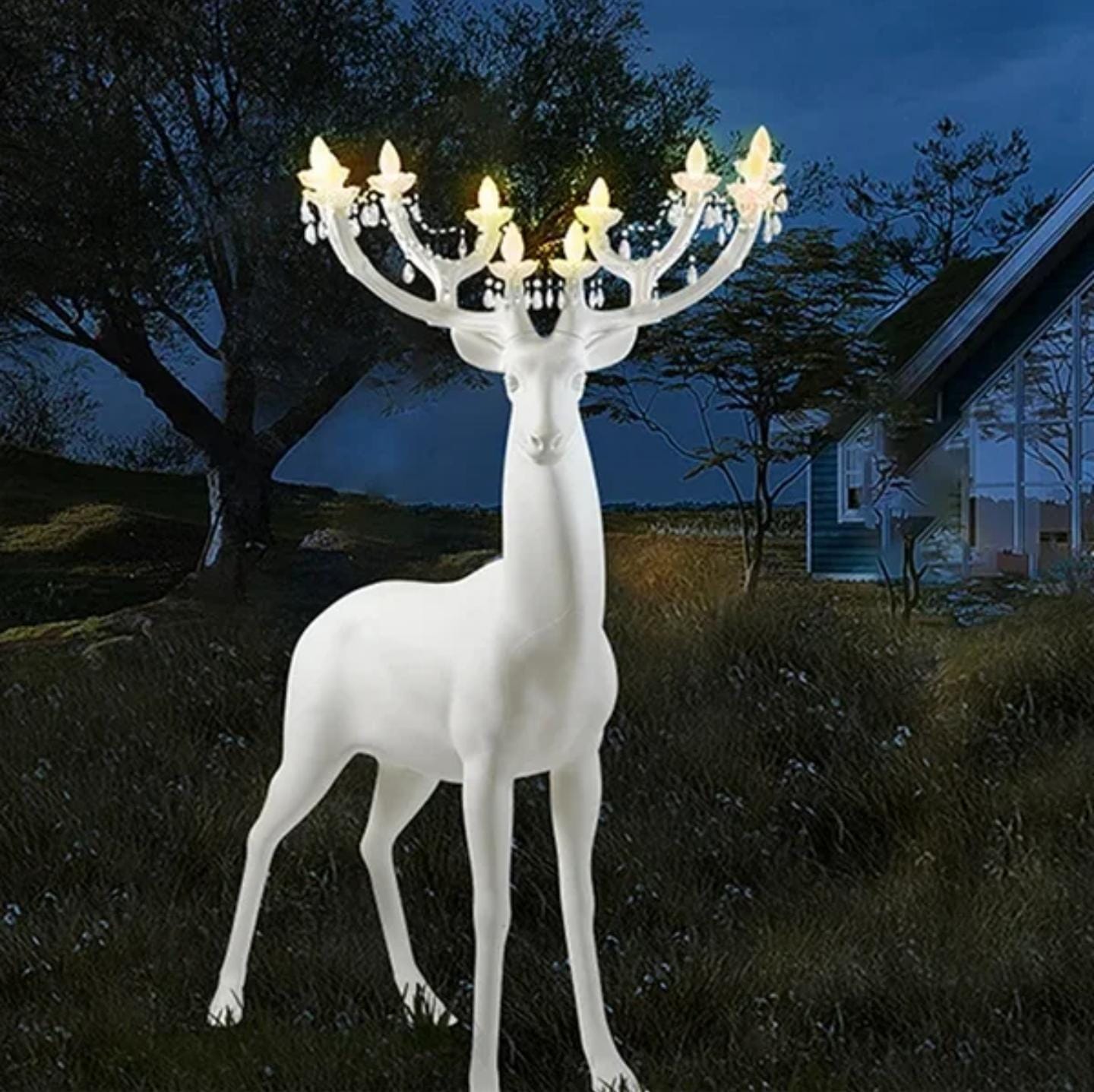 Reindeer Humanoid Sculpture Floor Lamp