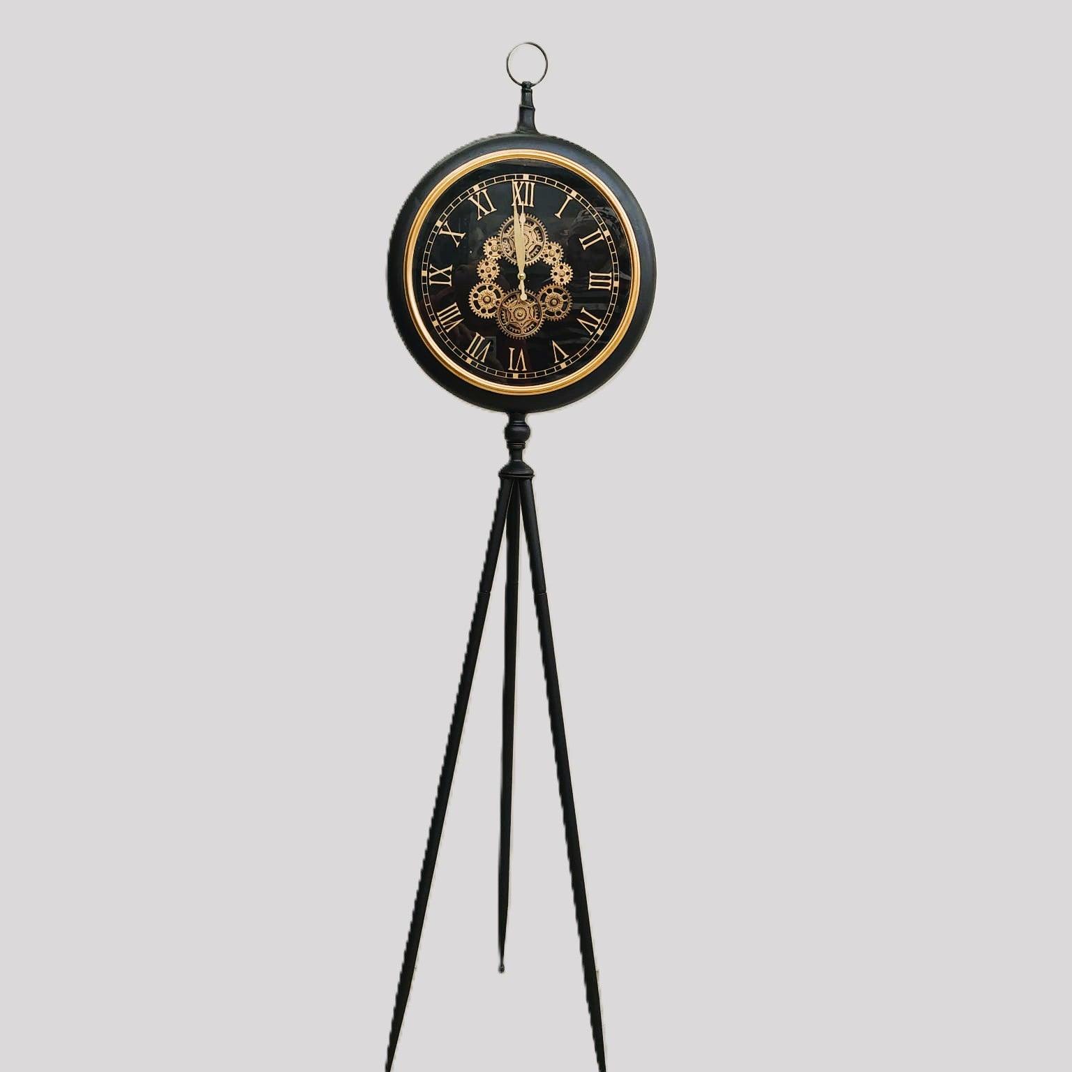 Roman Vintage Tripod-Mounted Metal Clock