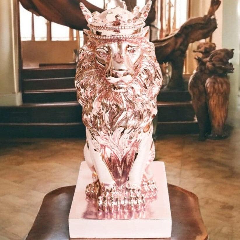 Elegant Electroplated Lion Sculpture