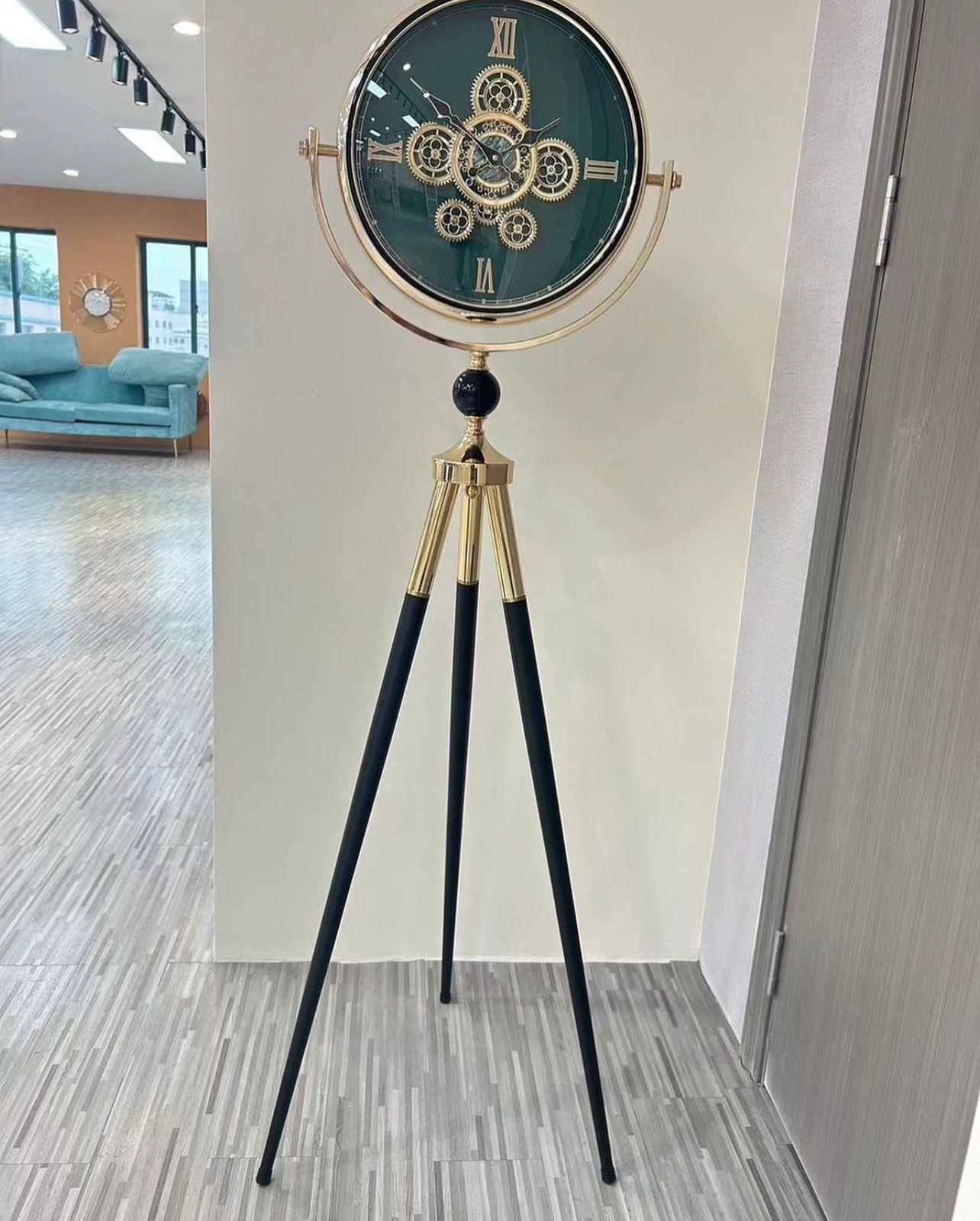 French Vintage Tripod-Mounted Metal Clock