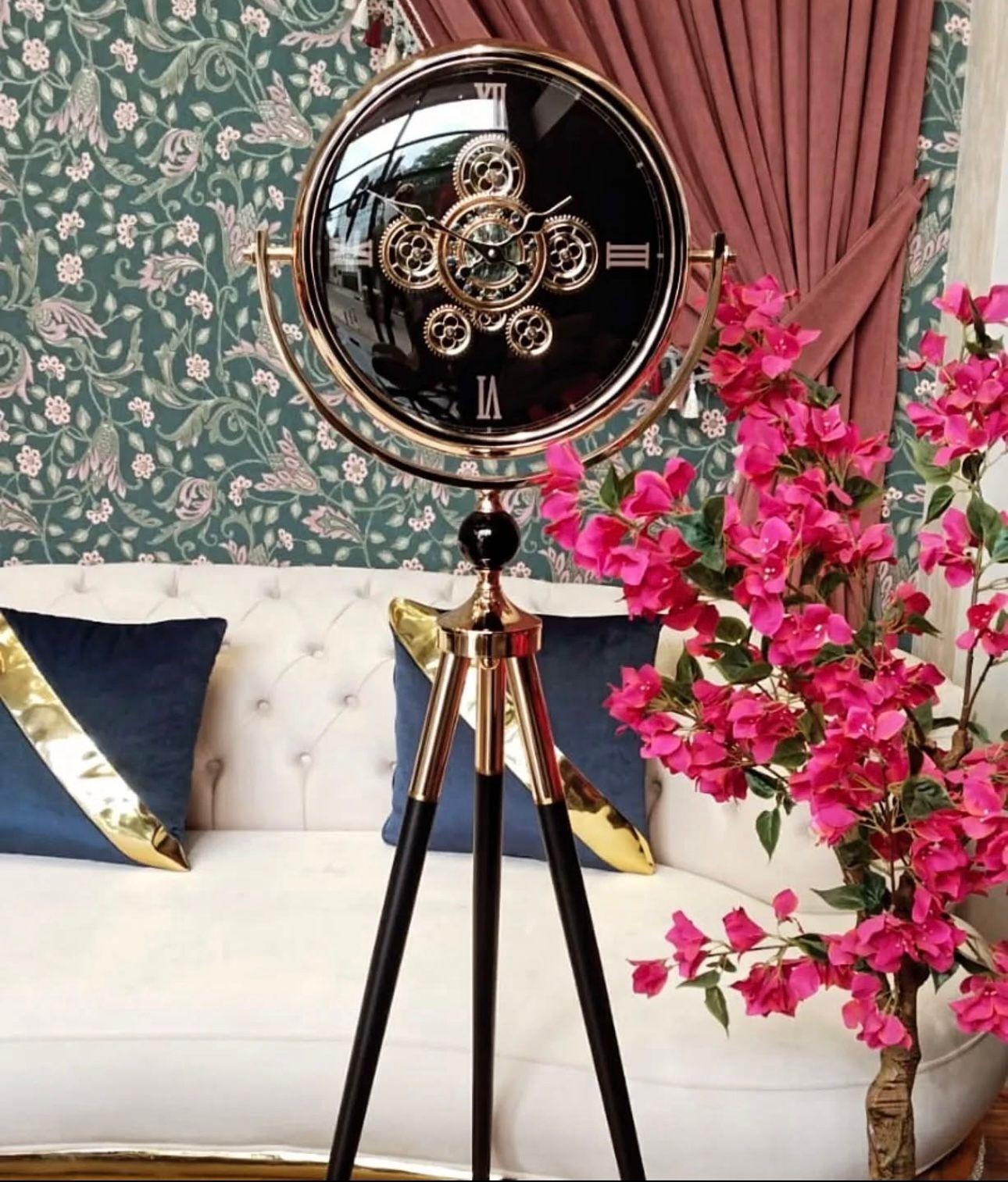 French Vintage Tripod-Mounted Metal Clock