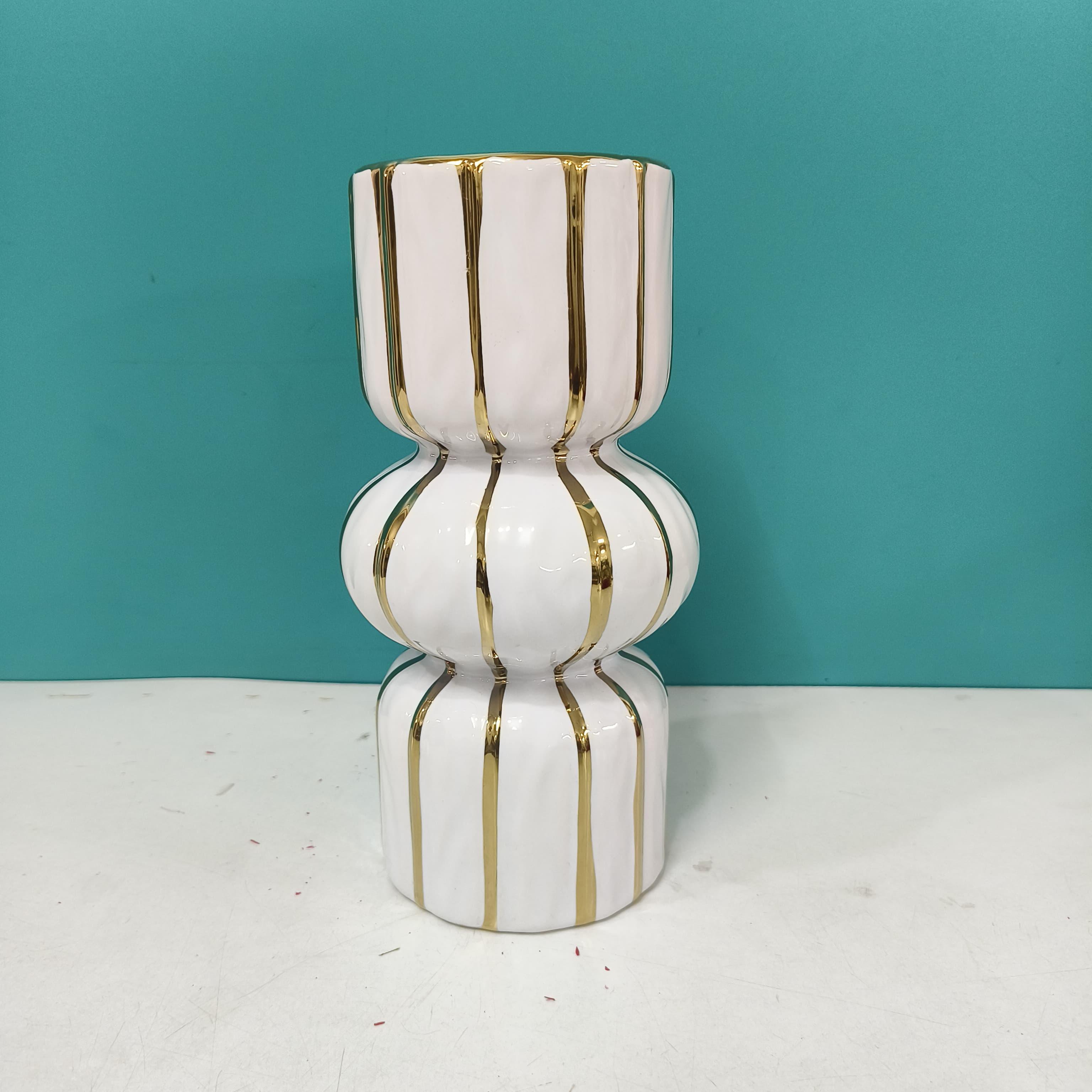 Artistic Golden White Vase