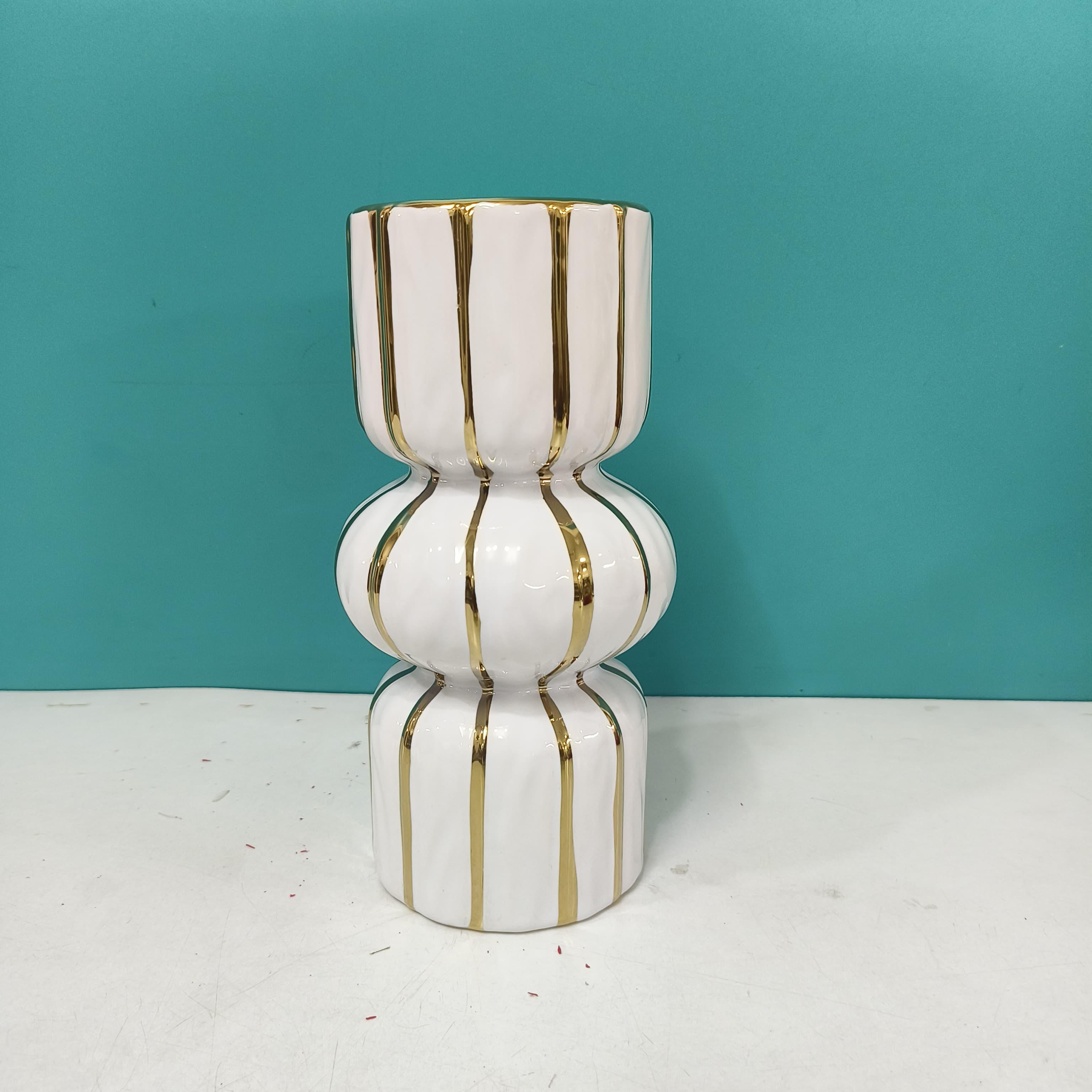 Artistic Golden White Vase