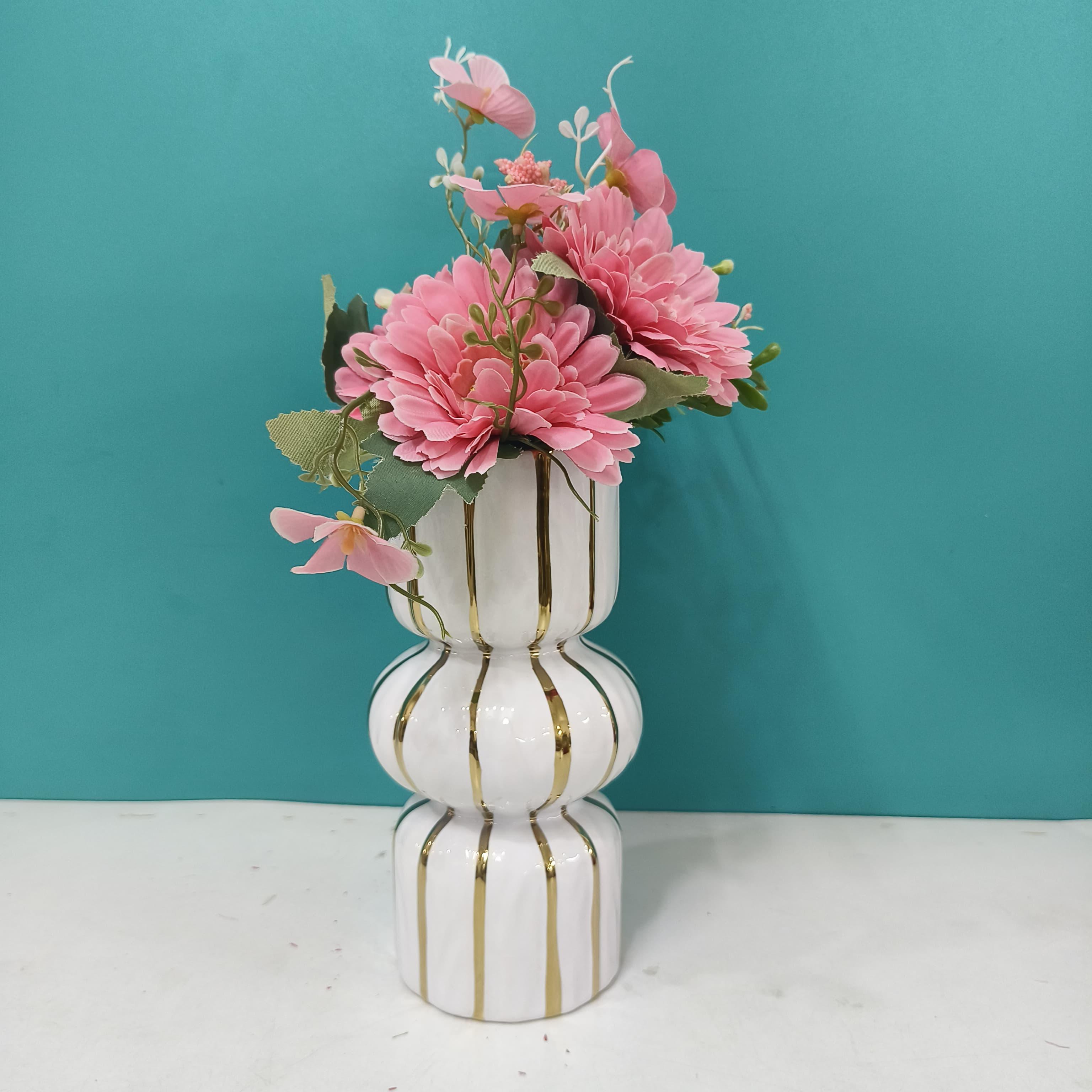 Artistic Golden White Vase