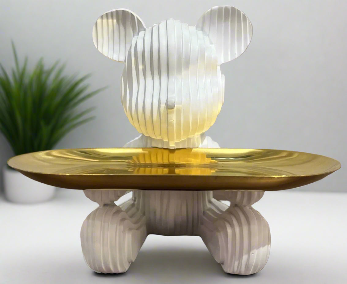 Patterned Mickey Sitting With a Tray