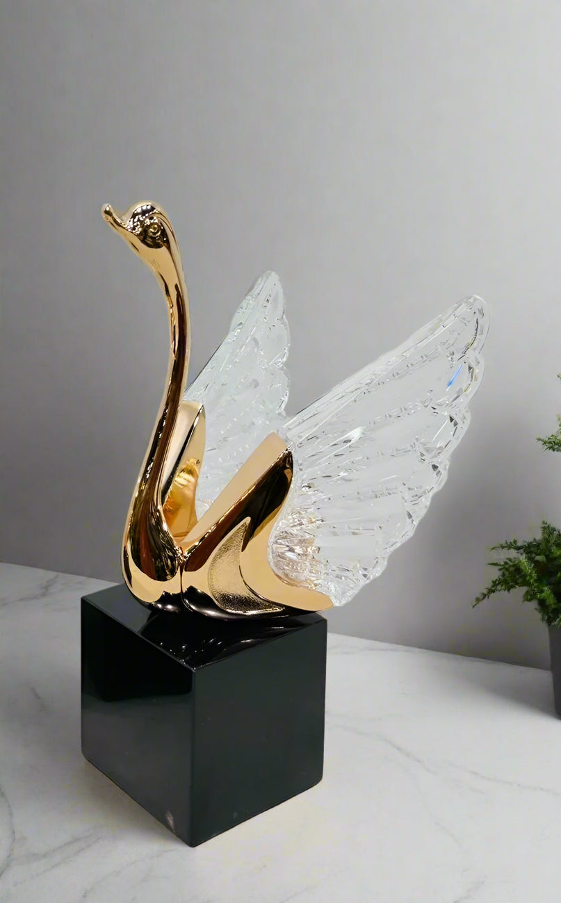 Serene Crystal Swan Decor