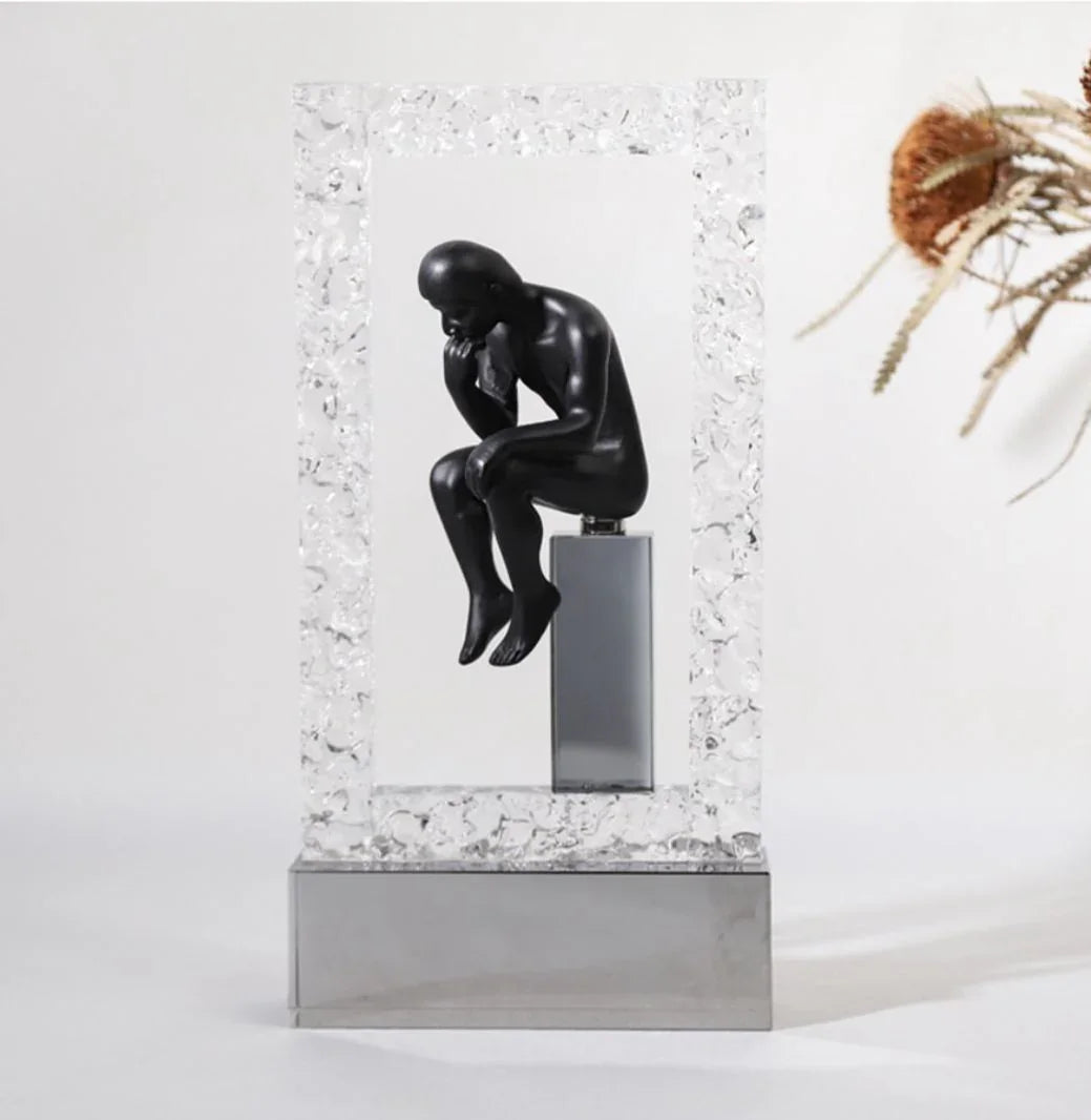 Human in a crystal window of thought