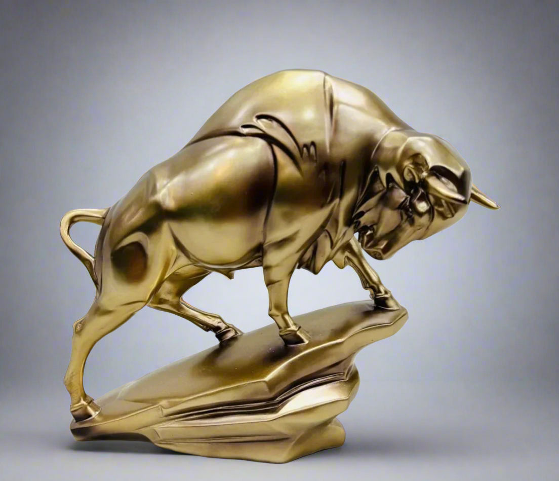 Golden Charging Bull Statue