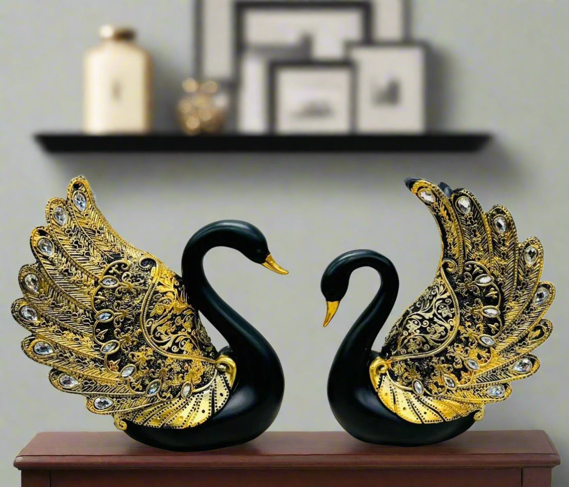 Golden Embrace – Majestic Swan Pair