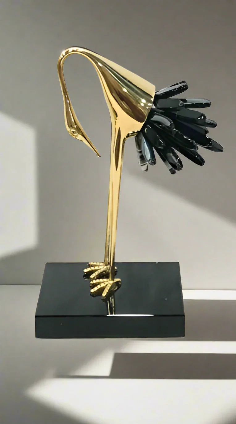 Crimson Crane Sculpture
