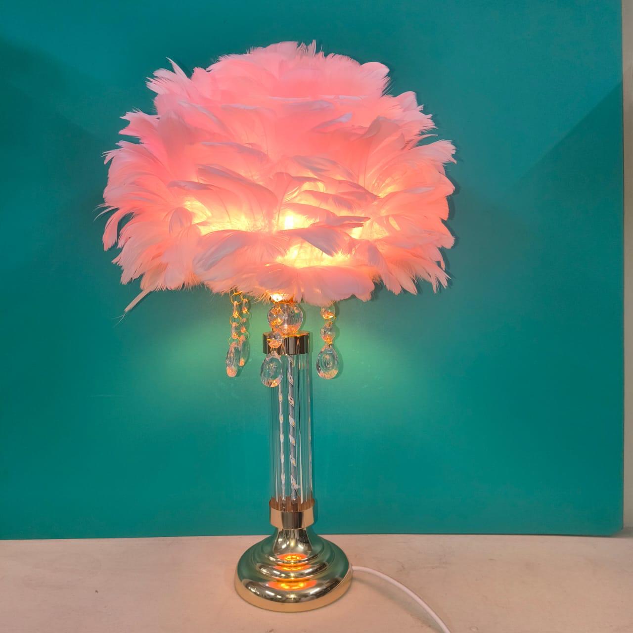 Feather Table Lamp with Crystal Style 2