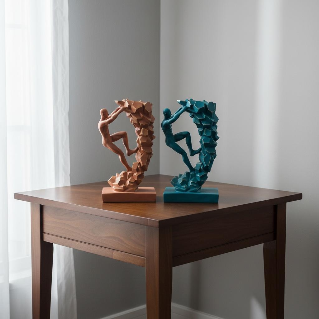 Modern Abstract Climbing Man Sculpture – Symbol of Strength & Success