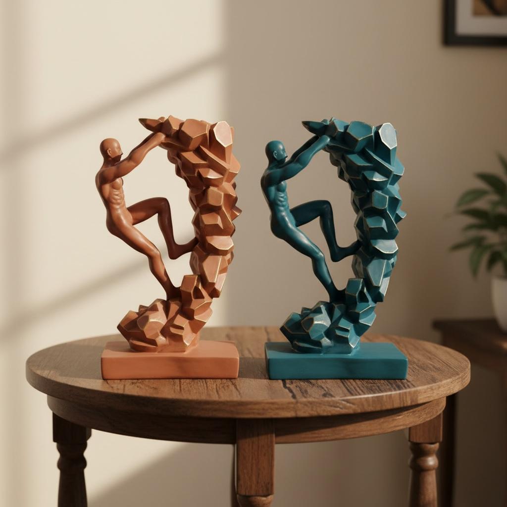 Modern Abstract Climbing Man Sculpture – Symbol of Strength & Success