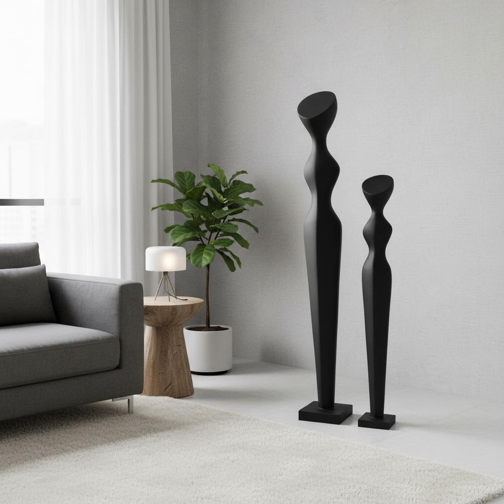 Obsidian Silhouette – Modern Abstract Floor Sculpture Set