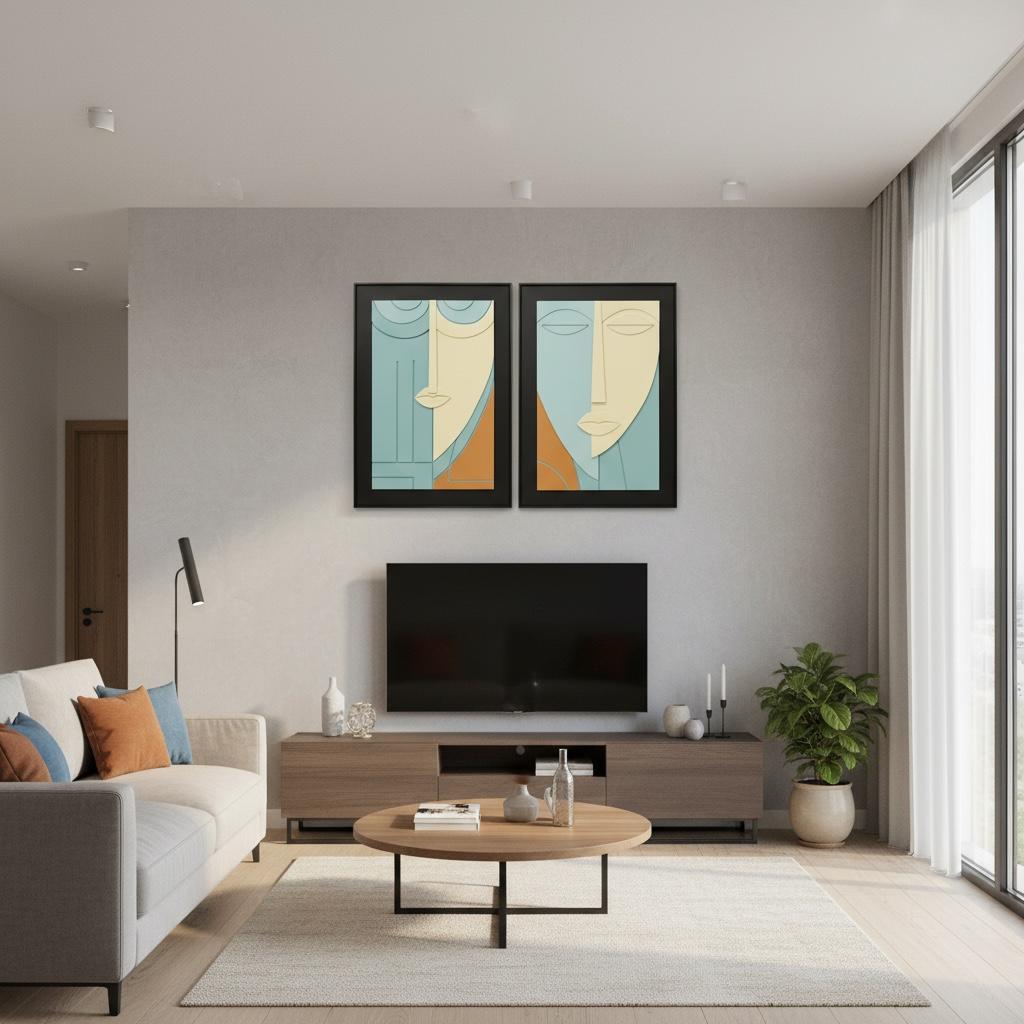 Modern Abstract Face Wall Art – Metal Aluminum Frame