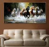 Seven Running Horses Crystal Glass Painting Style 4