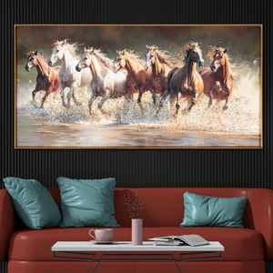 Seven Running Horses Crystal Glass Painting Style 2