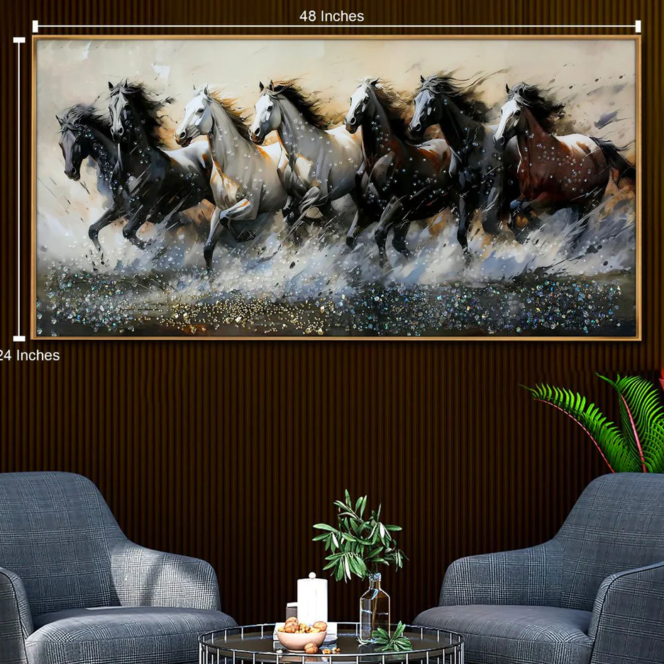 SEVEN RUNNING HORSES PAINTING STYLE 3