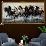 Seven Running Horses Crystal Glass Painting Style 3