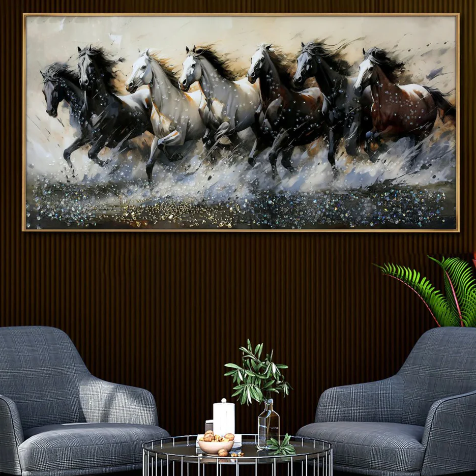 7 horses, painting, seven horses