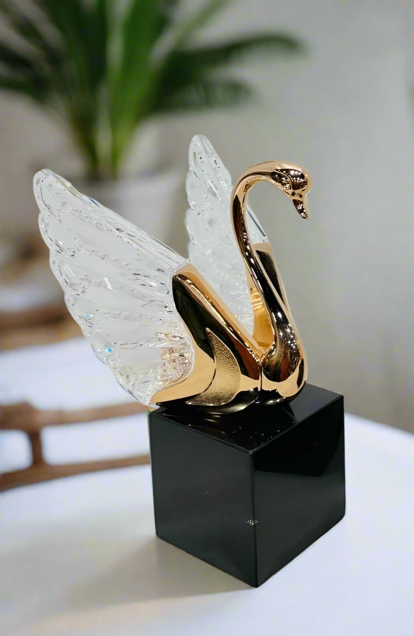 Serene Crystal Swan Decor