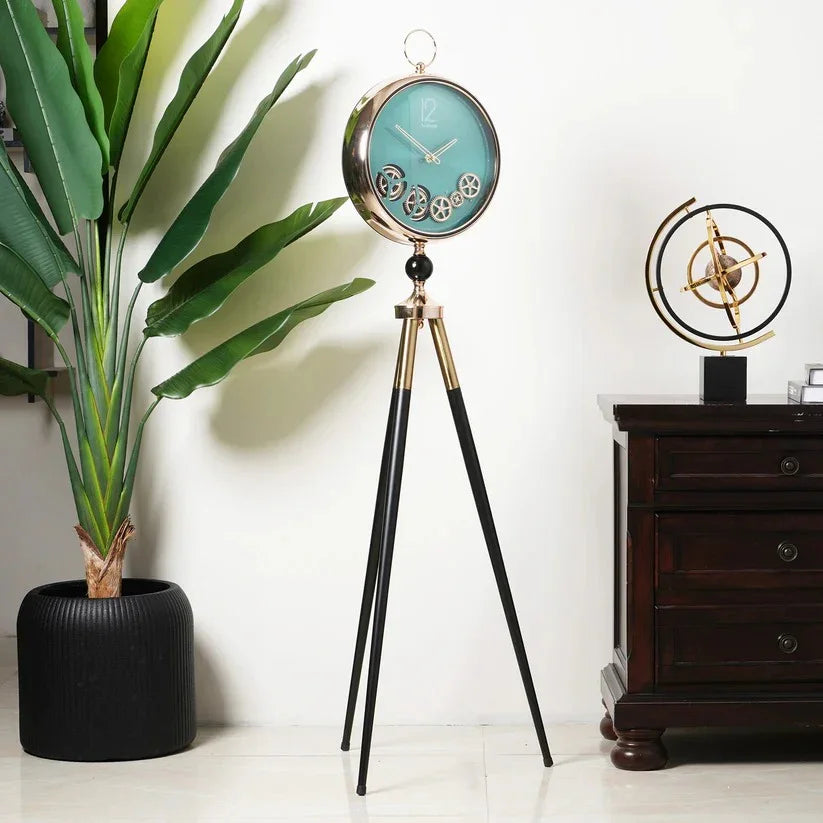Italian Vintage Tripod-Mounted Metal Clock
