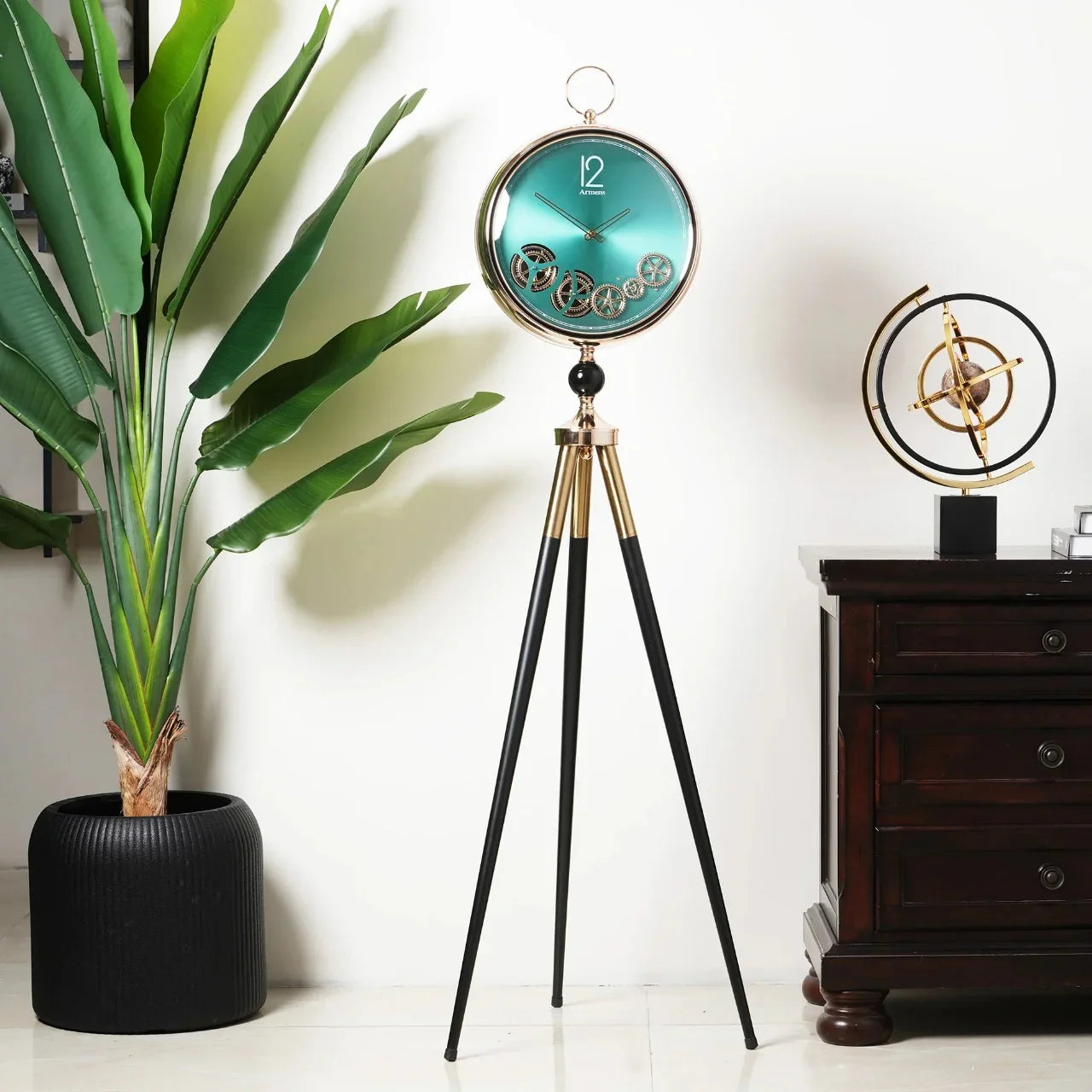 Italian Vintage Tripod-Mounted Metal Clock