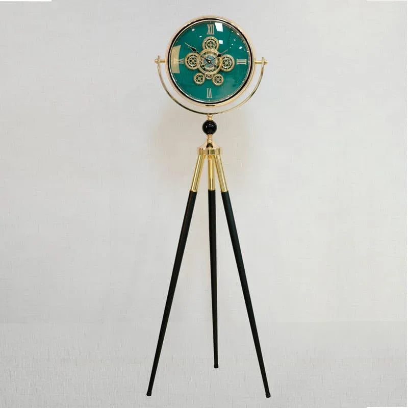 French Vintage Tripod-Mounted Metal Clock