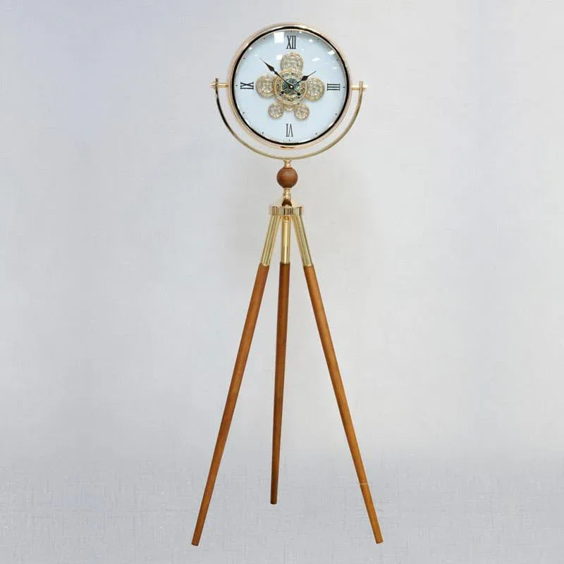 French Vintage Tripod-Mounted Metal Clock
