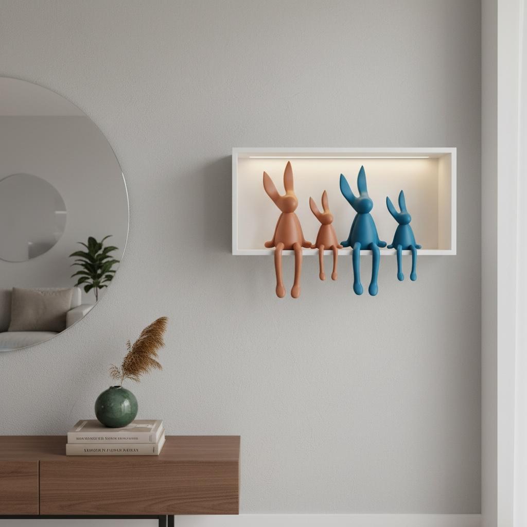 Modern Sitting Rabbit Showpiece Set for Home Décor (2 Pieces)