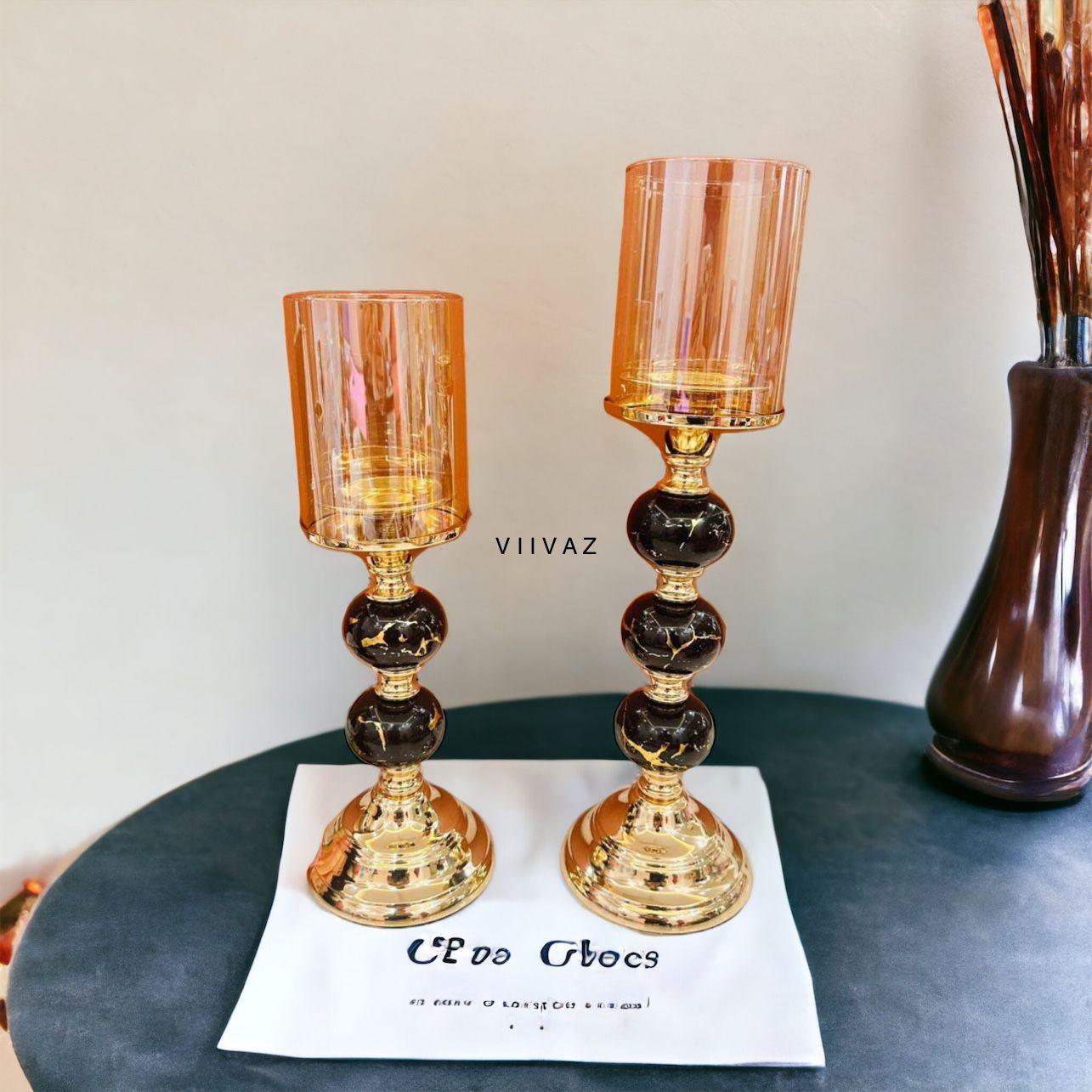 Abstract European Candle Holder - Set of 2