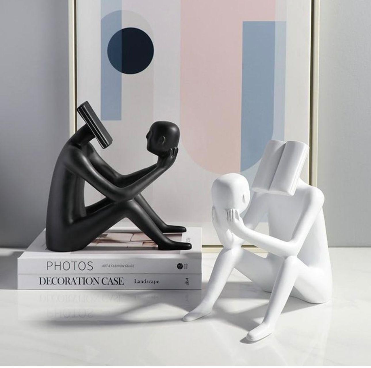 Abstract Man Reading a book sculpture