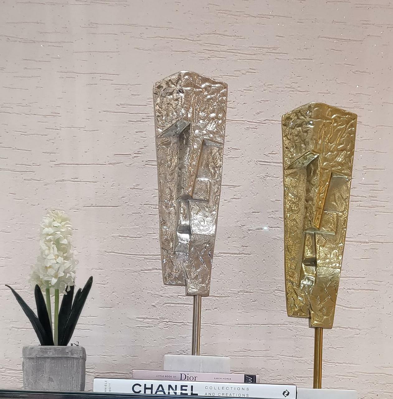 Abstract Metal Human Face Figurine