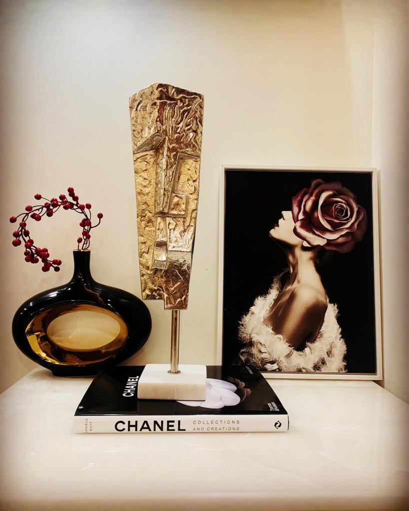 Abstract Metal Human Face Figurine