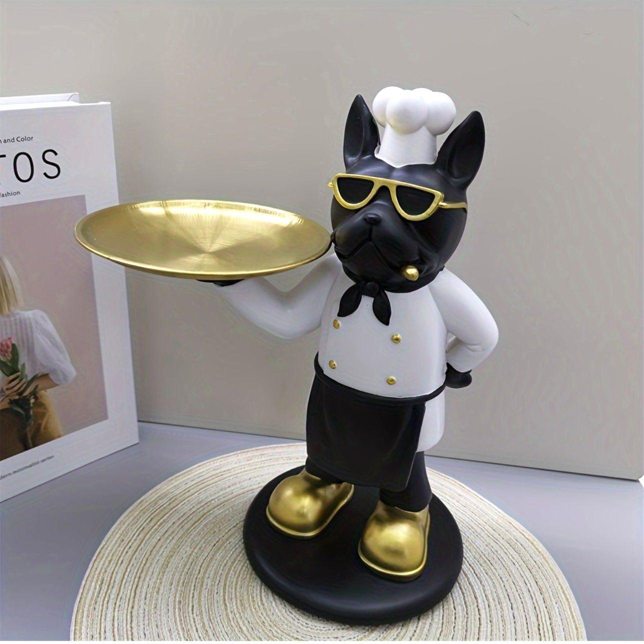 BUTLER DOG STATUE WITH TRAY