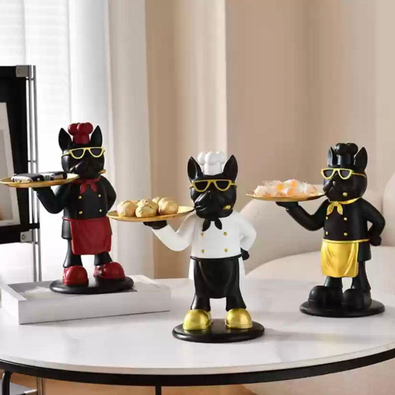 BUTLER DOG STATUE WITH TRAY