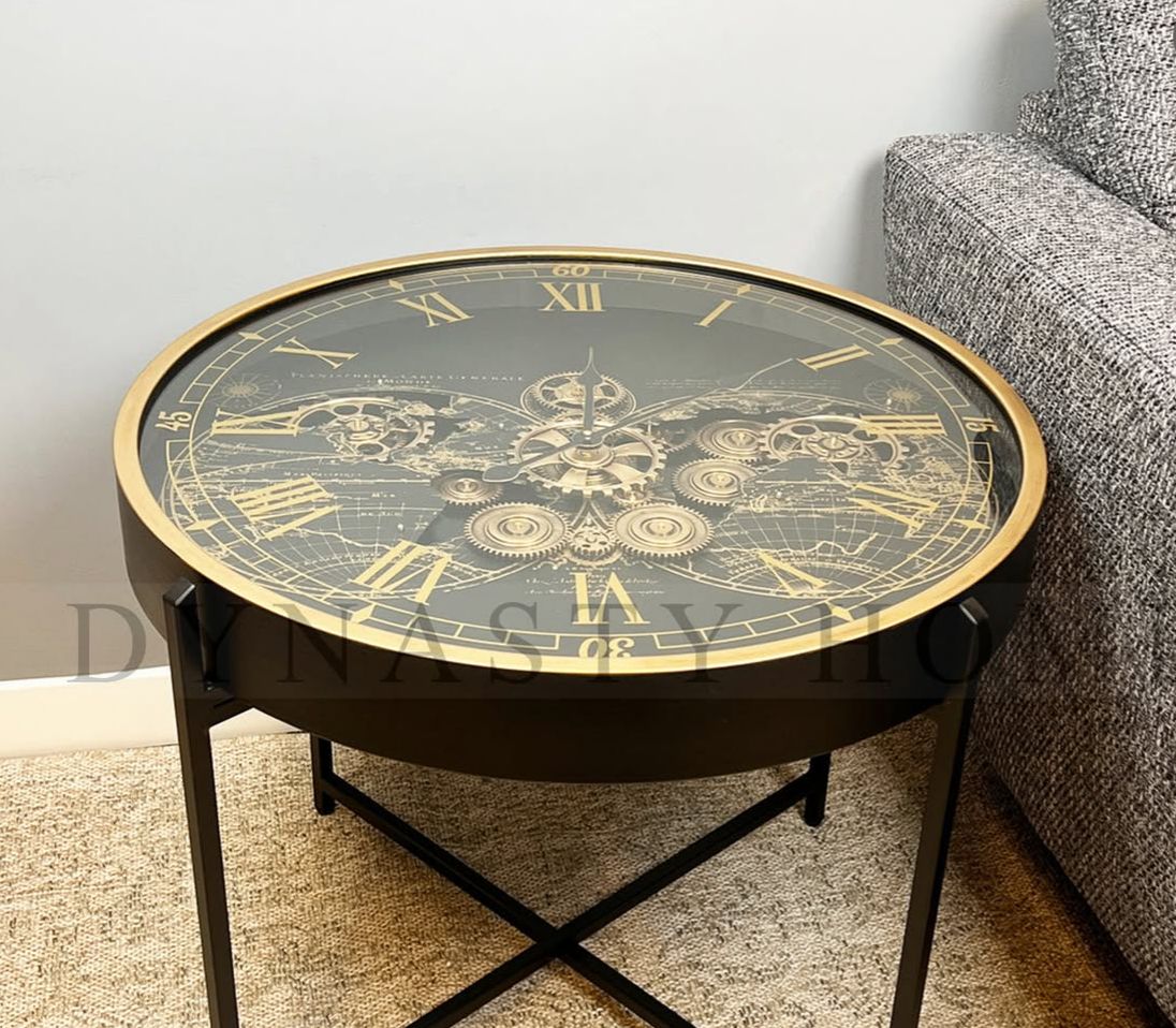 Coffee Table With Mechanical Gear Clock Style 10