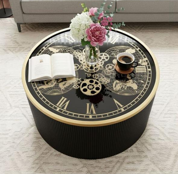 Coffee Table With Mechanical Gear Clock Style 7