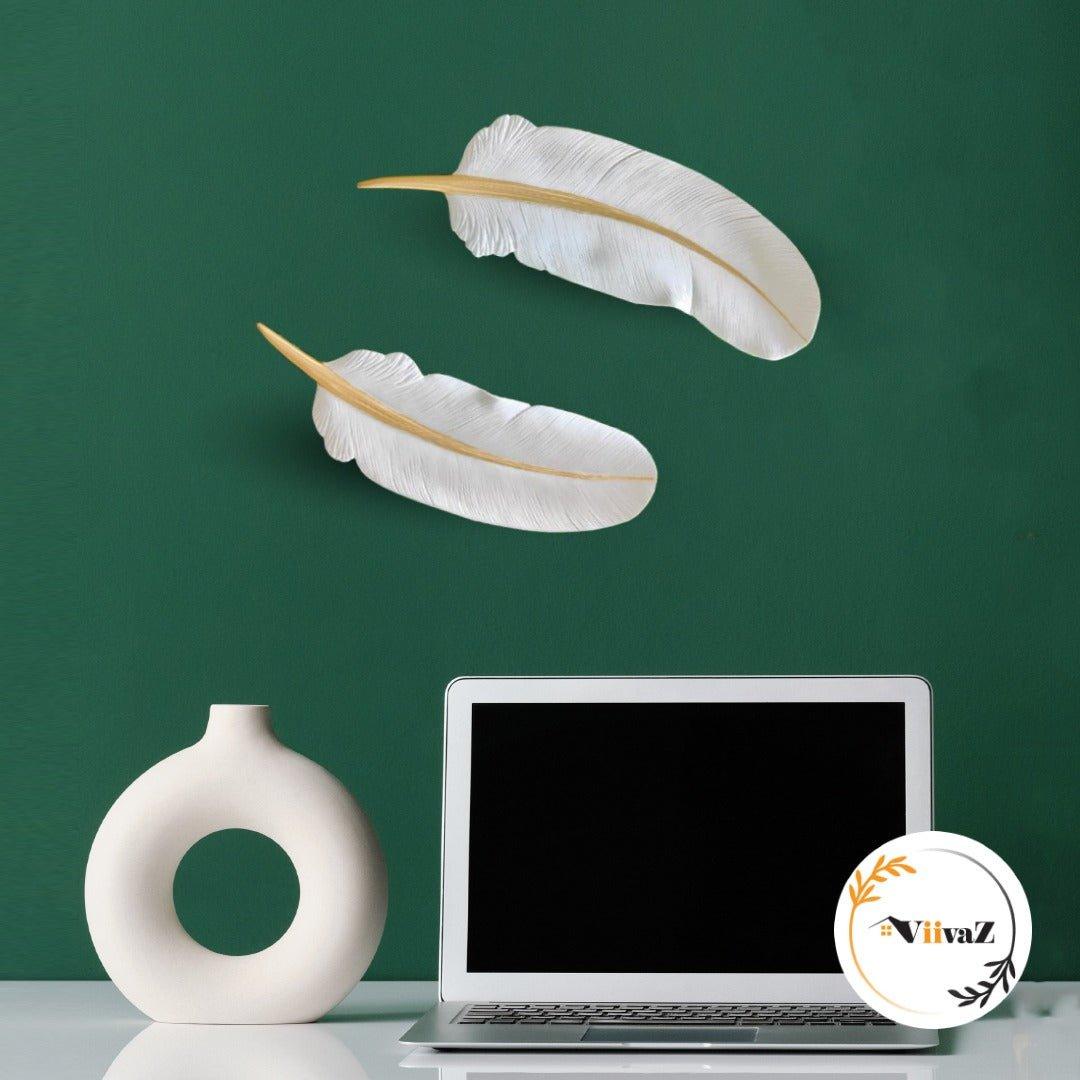Elegant Feather Wall Decor - Set of 2