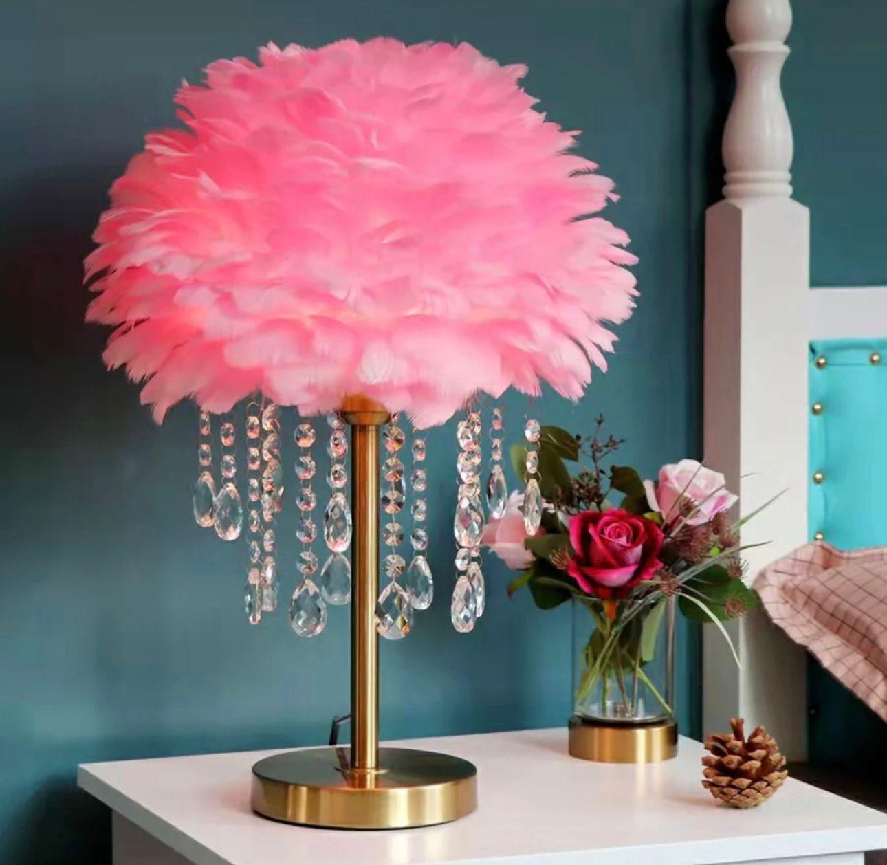 Feather Table Lamp with Crystal Style 1
