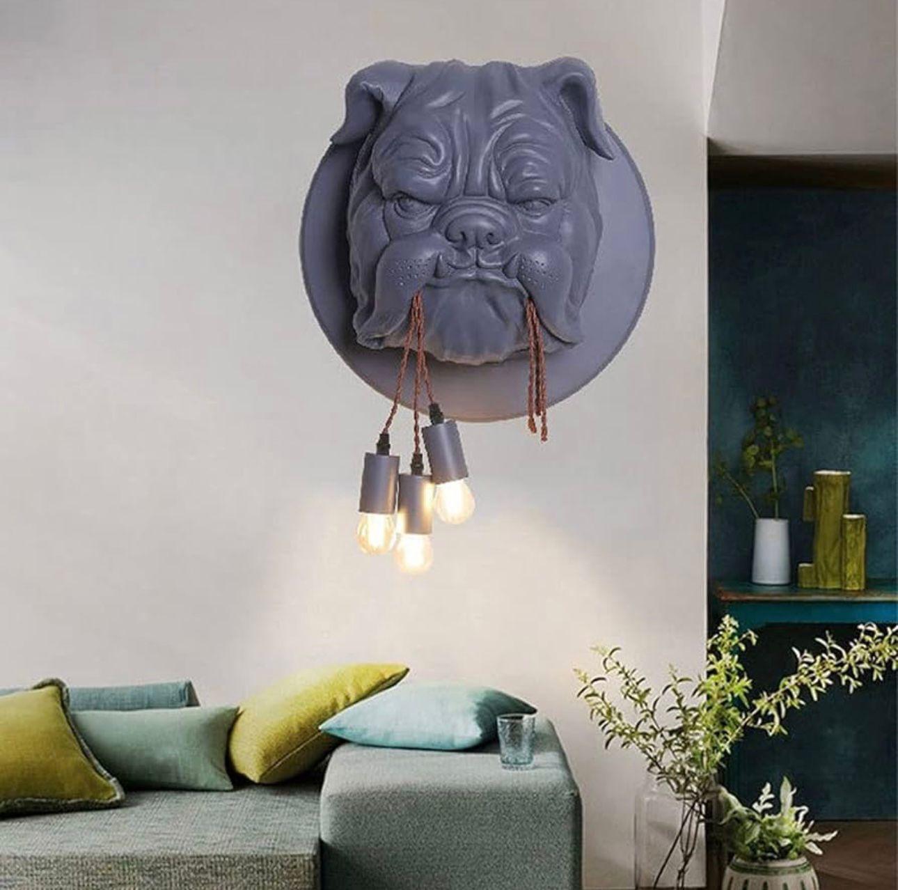 French Bull Dog Wall Sculpture Lamp