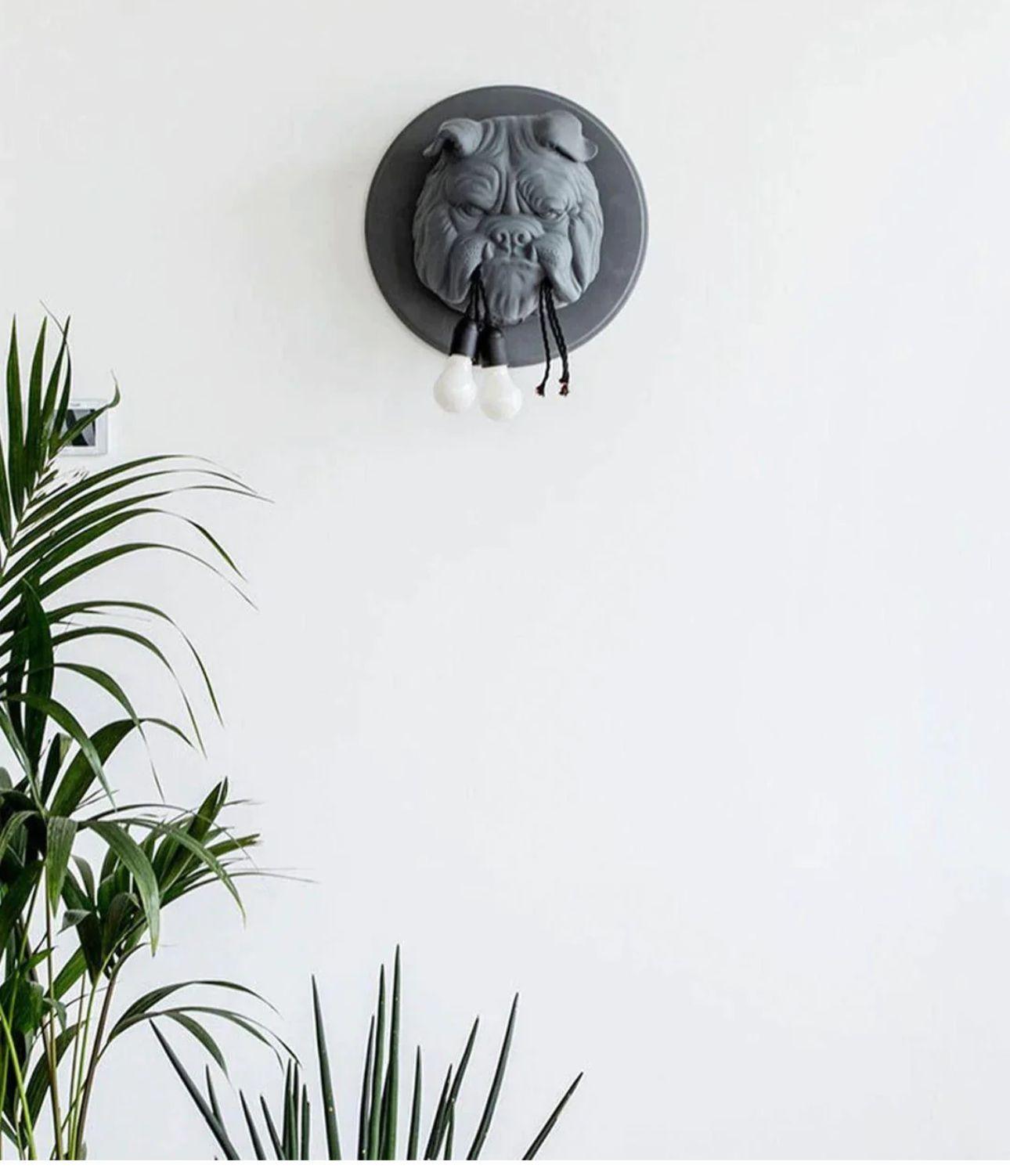 French Bull Dog Wall Sculpture Lamp