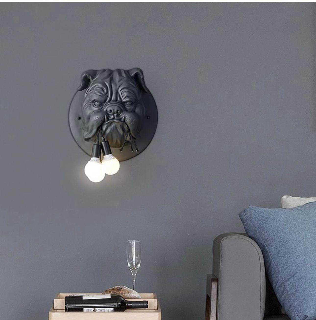 French Bull Dog Wall Sculpture Lamp