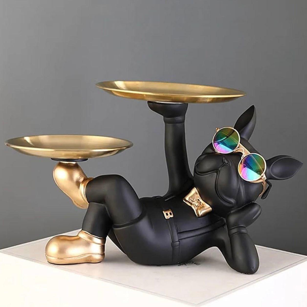 FRENCH BULLDOG DOUBLE TRAY HOLDER LYING