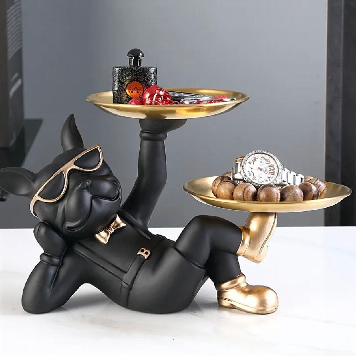 FRENCH BULLDOG DOUBLE TRAY HOLDER LYING